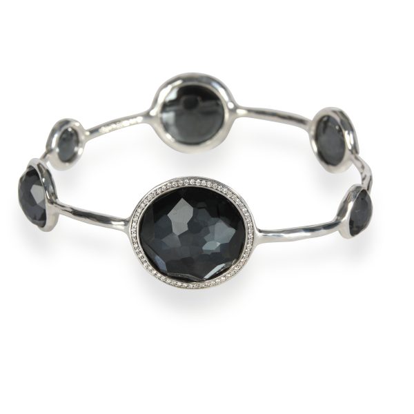 Ippolita Stella Hematite Diamond Bangle in Sterling Silver 051 CTW Ippolita Stella Hematite Diamond Bangle in Sterling Silver 051 CTW