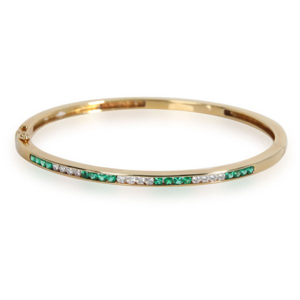 Tiffany Co Vintage Emerald Diamond Bangle in 18K Yellow Gold 053 CTW Tiffany Co Vintage Emerald Diamond Bangle in 18K Yellow Gold 053 CTW