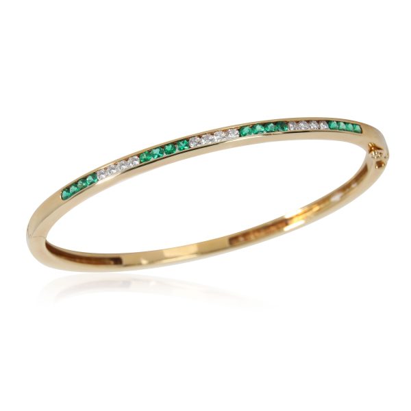 111200 pv a3c8f946 efdf 47ed 861c e300fa3ea10f Tiffany Co Vintage Emerald Diamond Bangle in 18K Yellow Gold 053 CTW