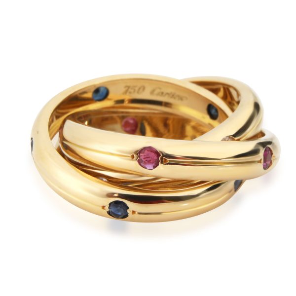 Rings Cartier Trinity Diamond Sapphire Ruby Ring in 18K Yellow Gold 015 CTW