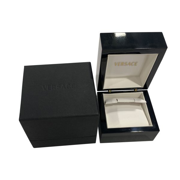 111330 box b25b350d 1236 4f12 af43 593ae475309a Versace White Ceramic Earrings in 18K Yellow Gold