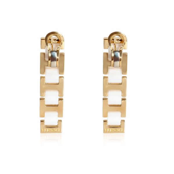 111330 bv 94557286 23ee 4cde b8f7 d5ea1a8dfa8e Versace White Ceramic Earrings in 18K Yellow Gold