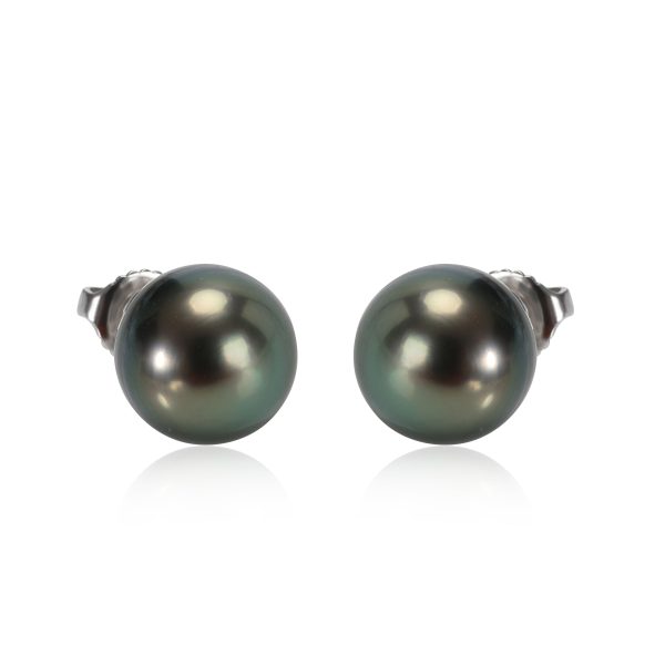 Black Pearl Stud Earring in 18K White Gold 10 mm Black Pearl Stud Earring in 18K White Gold 10 mm