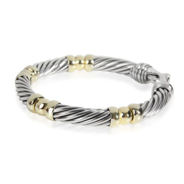 111367 sv 72e9daaa 47d7 4844 a09a 77f8bd0c5486 David Yurman Hinged Cable Bangle in 14K Yellow GoldSterling Silver