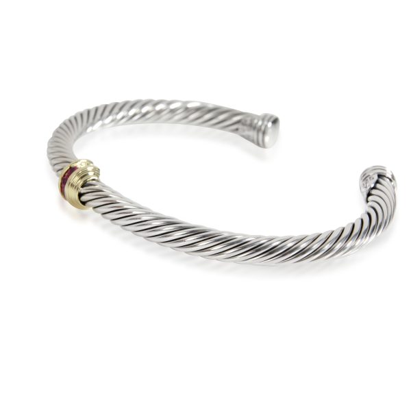 111369 sv David Yurman Cable Rubelite Bangle in 14K Yellow GoldSterling Silver