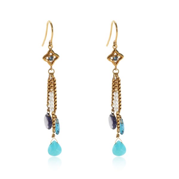 David Yurman Bijoux Quatrefoil Turquoise Earring in 18K Yellow Gold David Yurman Bijoux Quatrefoil Turquoise Earring in 18K Yellow Gold