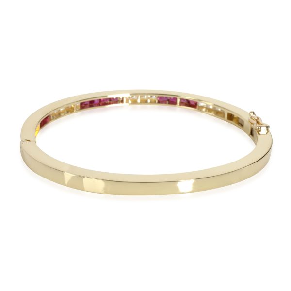 111408 bv cfd14019 2c59 4774 86d3 19749c1d7f4f Vintage Channel Set Ruby Diamond Bangle in 18K Yellow Gold 12 CTW