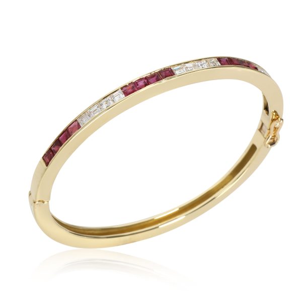 111408 pv 6813d143 200f 4904 bbf8 6d1dc646b783 Vintage Channel Set Ruby Diamond Bangle in 18K Yellow Gold 12 CTW