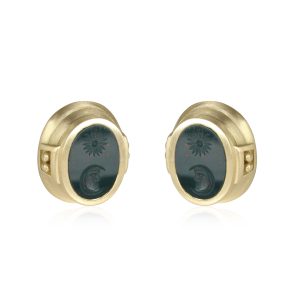 Barry Kieselstein Cord Bloodstone Intaglio 1985 Earring in 18K Yellow Gold Cart