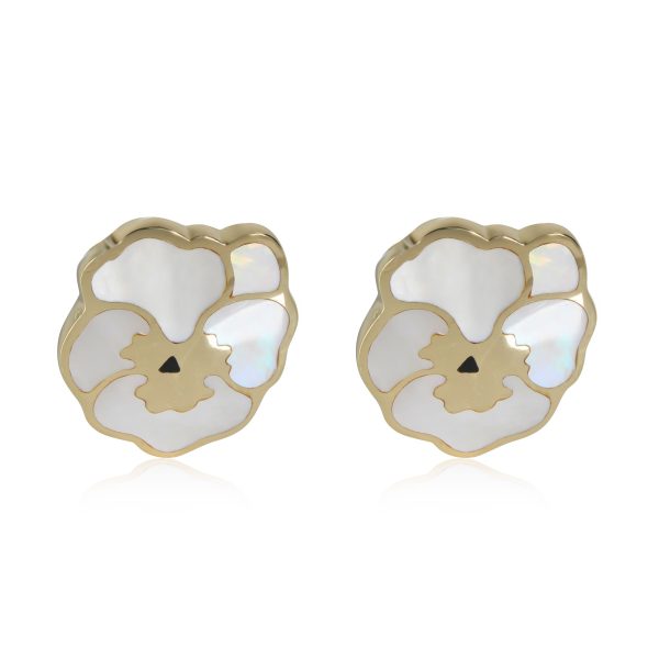 Tiffany Co Angela Cummings Mother of Pearl Inlaid Pansy Earrings 18K Gold Tiffany Co Angela Cummings Mother of Pearl Inlaid Pansy Earrings 18K Gold