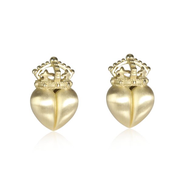 Kieselstein Cord Crown on Heart Earrings in 18K Yellow Gold Kieselstein Cord Crown on Heart Earrings in 18K Yellow Gold