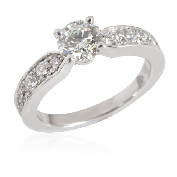 Platinum Engagement Ring Chaumet Plume Diamond Engagement Ring in Platinum G VVS2 12 CTW