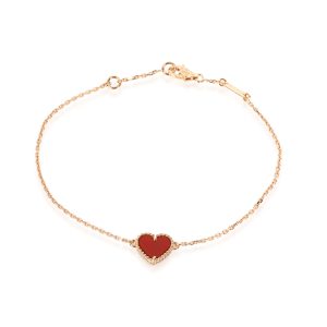 Van Cleef Arpels Sweet Alhambra Carnelian Bracelet in 18K Rose Gold Cart