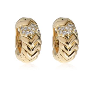 Bulgari Spiga Diamond Earrings in 18K Yellow Gold 120 CTW Celine Lock Toiletry Pouch Clutch Bag Calfskin Leather Black Gold Hardware