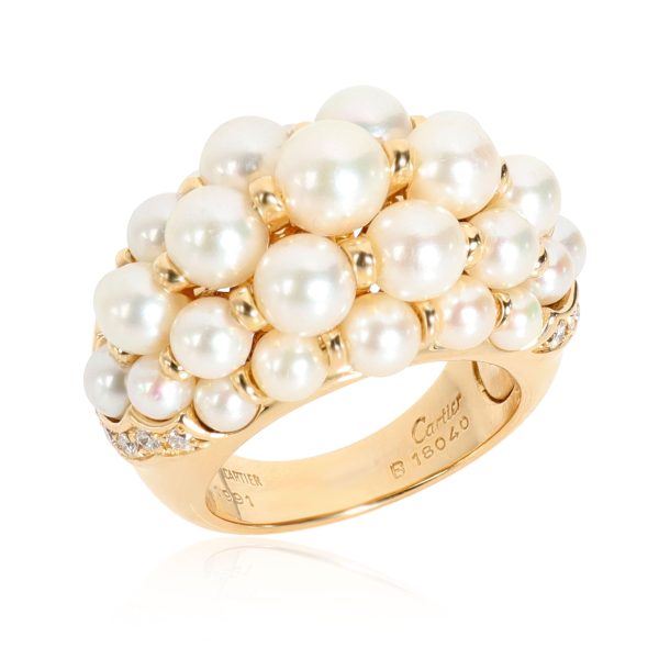 Cartier Cartier Pearl Diamond Domed Cocktail Ring in 18K Yellow Gold 035 CTW