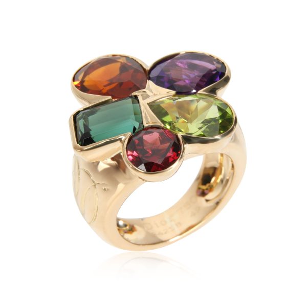 111576 pv Christian Dior Multi Colored Gemstone Cocktail Ring in 18K Yellow Gold