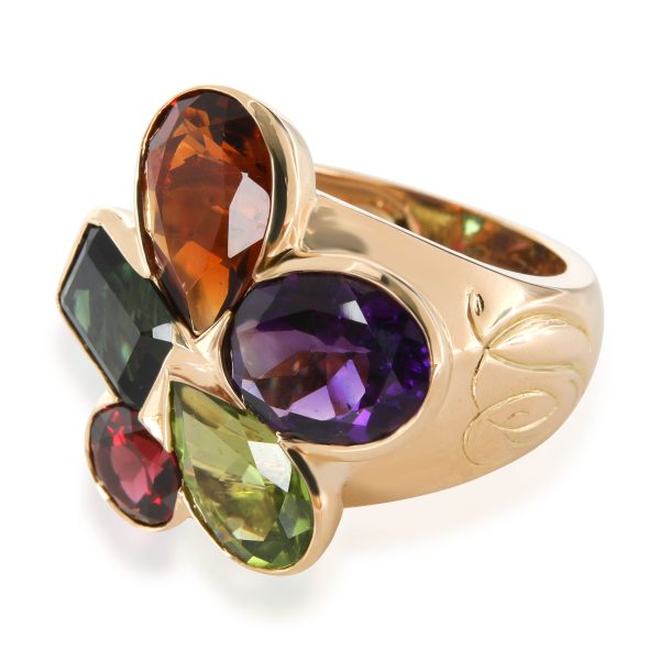 111576 sv Christian Dior Multi Colored Gemstone Cocktail Ring in 18K Yellow Gold