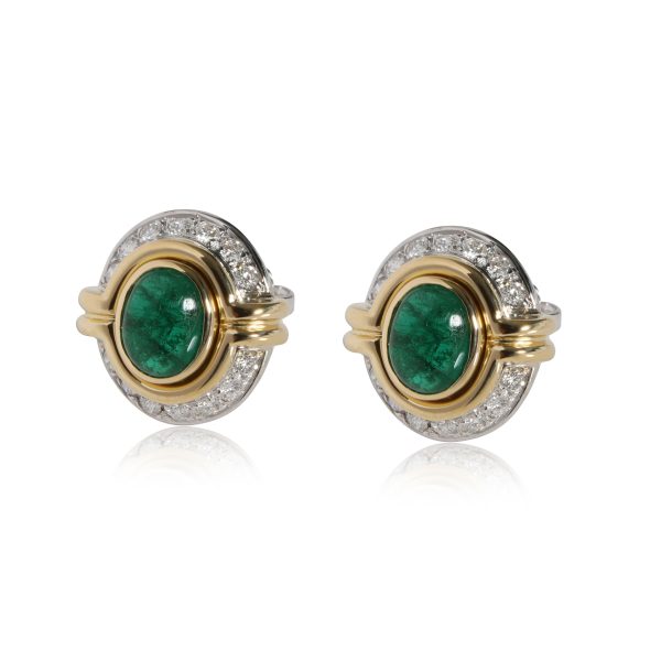 Harry Winston Jaques Timey Emerald Diamond Earrings in 18K Two Toned Gold Harry Winston Jaques Timey Emerald Diamond Earrings in 18K Two Toned Gold