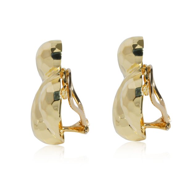 111590 sv Henry Dunay Flame Hammered Clip On Earring in 18K Yellow Gold