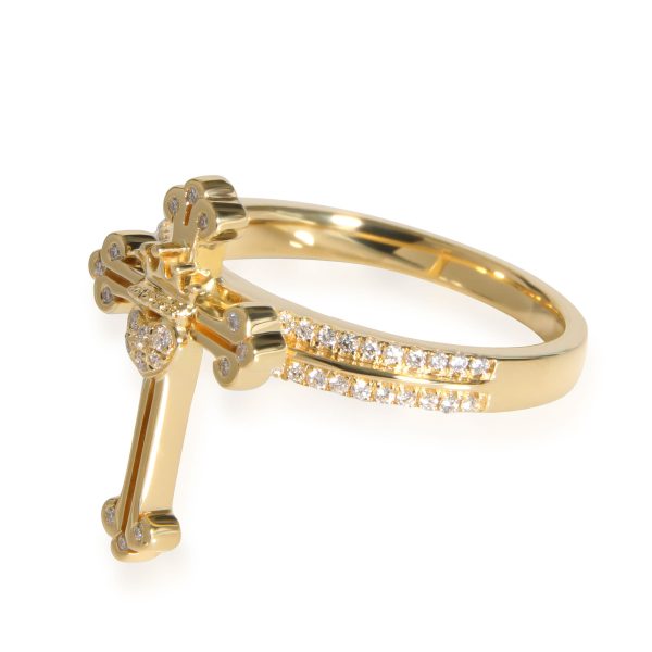 111658 sv 3b2da7ba 3bef 4c7a 832a c91ff6b47902 King Baby Diamond Cross Crowned Heart Ring in 18K Yellow Gold