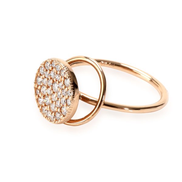 Rose Gold Fashion Ring Pave Diamond Disc Ring in 18K Rose Gold 042 CTW