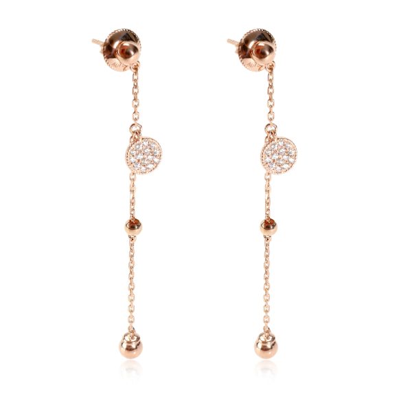 Chain Drop Earrings with Micro Pave Diamond Disc in 18K Rose Gold 019 CTW Chain Drop Earrings with Micro Pave Diamond Disc in 18K Rose Gold 019 CTW