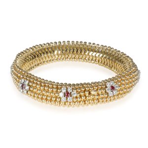 Ruby Diamond Flower Bracelet in 18K Yellow Gold 336 CTW Louis Vuitton Sienna MM Shoulder Bag Damier Brown