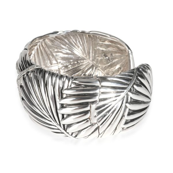 111738 sv Effy Palm Frond Diamond Cuff in Sterling Silver 056 CTW