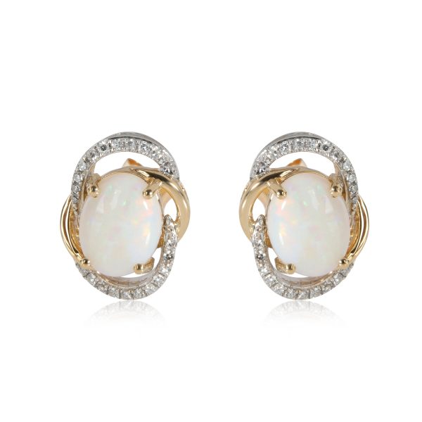 Effy Aurora Opal Diamond Stud Earring in 14K Yellow Gold 016 CTW Effy Aurora Opal Diamond Stud Earring in 14K Yellow Gold 016 CTW