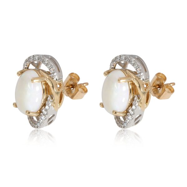 111740 sv Effy Aurora Opal Diamond Stud Earring in 14K Yellow Gold 016 CTW