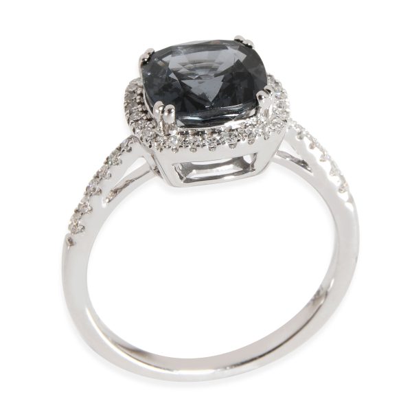 Rings Spinel Diamond Halo Ring in 14K White Gold 025 CTW