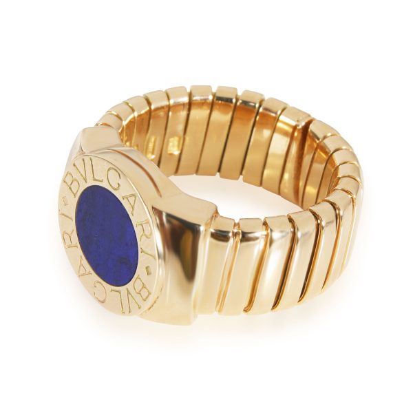 111861 sv BVLGARI Tubogas Lapis Lazuli Ring in 18K Yellow Gold