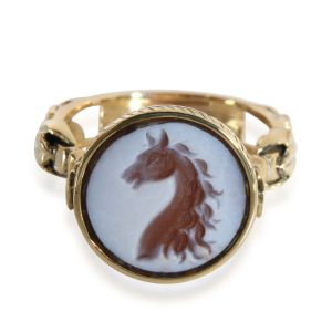 Mens Horsehead Intaglio Signet Ring in 18K Yellow Gold Saint Laurent Shoulder Bag Body Bag Black