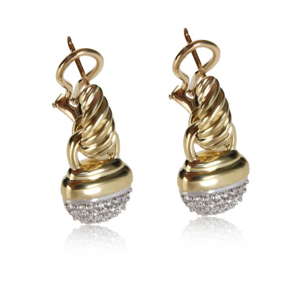 David Yurman Cable Diamond Acorn Drop Earring in 18K Yellow Gold 064 CTW David Yurman Cable Diamond Acorn Drop Earring in 18K Yellow Gold 064 CTW