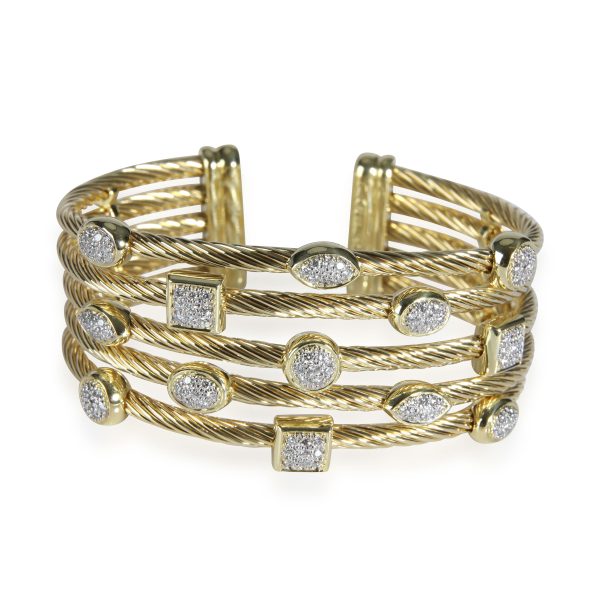 David Yurman Confetti Diamond Cuff in 18K Yellow Gold 055 CTW David Yurman Confetti Diamond Cuff in 18K Yellow Gold 055 CTW