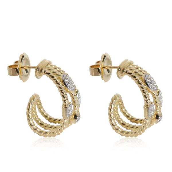 112002 sv David Yurman Confetti Diamond Hoop Earrings in 18K Yellow Gold 015 Ctw