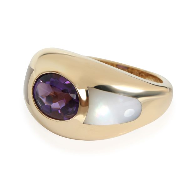 Yellow Gold Ring Mauboussin Ring with Amethyst Mother Of Pearl in 18k Yellow Gold