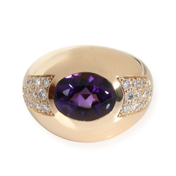 Mauboussin Mauboussin Amethyst Diamond Gypsy Ring 18K Yellow Gold 045 CTW