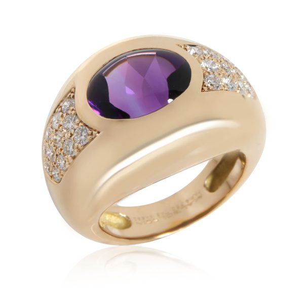 Mauboussin Amethyst Diamond Gypsy Ring 18K Yellow Gold 045 CTW Mauboussin Amethyst Diamond Gypsy Ring 18K Yellow Gold 045 CTW