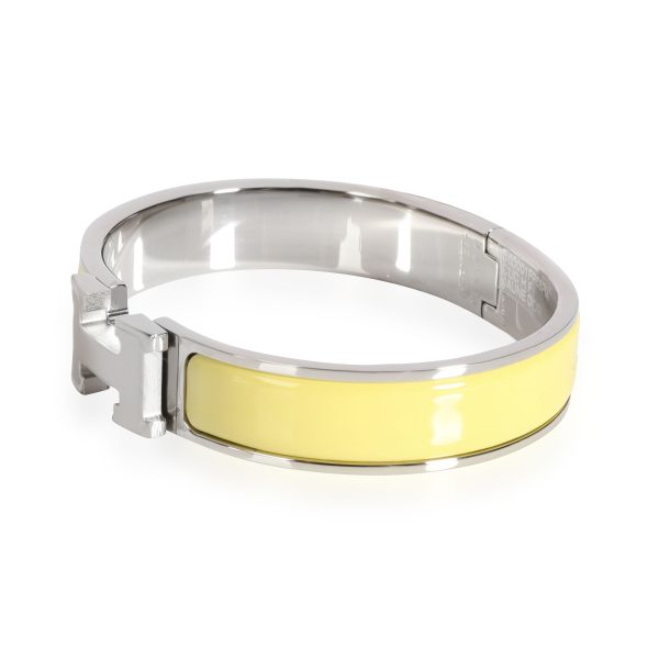 112190 sv Hermes Clic H Jaune Dor Palladium Plated Bracelet Size PM