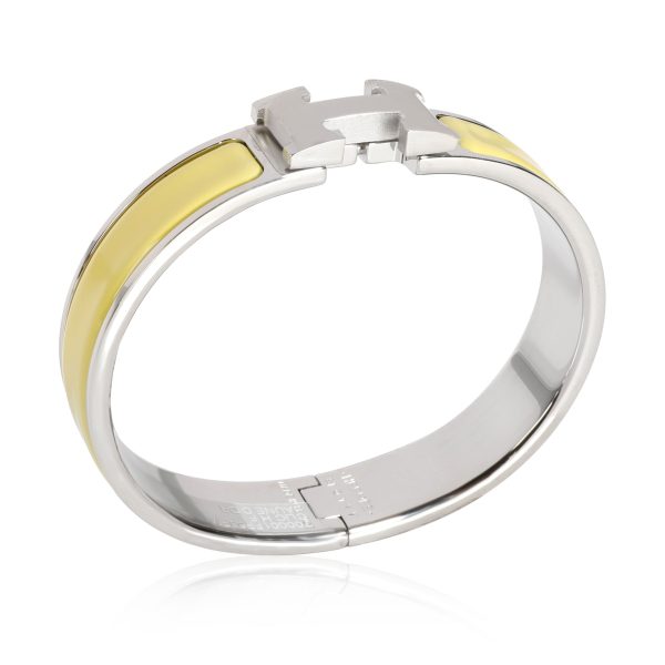 112191 pv 6ca0e56d 3599 4074 a7af 69daea222d3c Hermes Clic H Jaune Dor Palladium Plated Bracelet Size GM