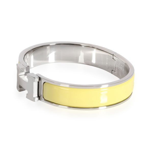 112191 sv ea18f30a f321 4d77 aa94 a237ef4a851a Hermes Clic H Jaune Dor Palladium Plated Bracelet Size GM