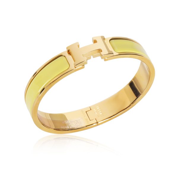 112192 pv Hermès Clic H Jaune Dor Yellow Gold Plated Bangle