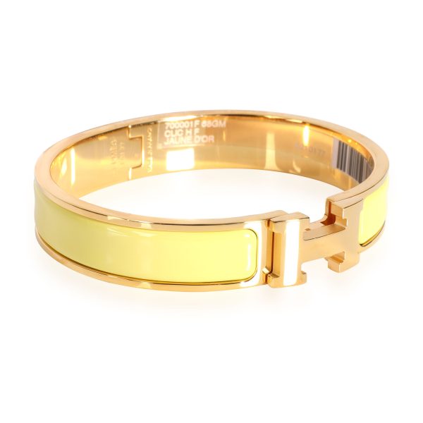 112192 sv Hermès Clic H Jaune Dor Yellow Gold Plated Bangle