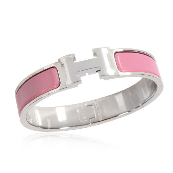 112194 av 9a66f877 91e2 4a9b aaa2 4d863c97e956 Hermès Clic H Rose Velours Palladium Plated Bangle