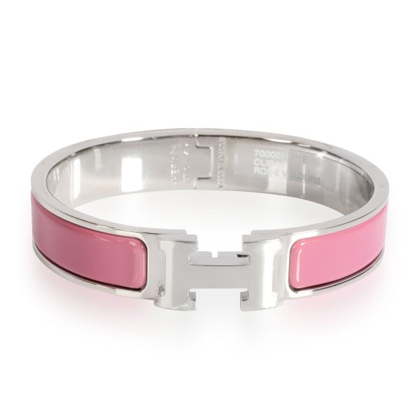 Hermès Clic H Rose Velours Palladium Plated Bangle Hermès Clic H Rose Velours Palladium Plated Bangle