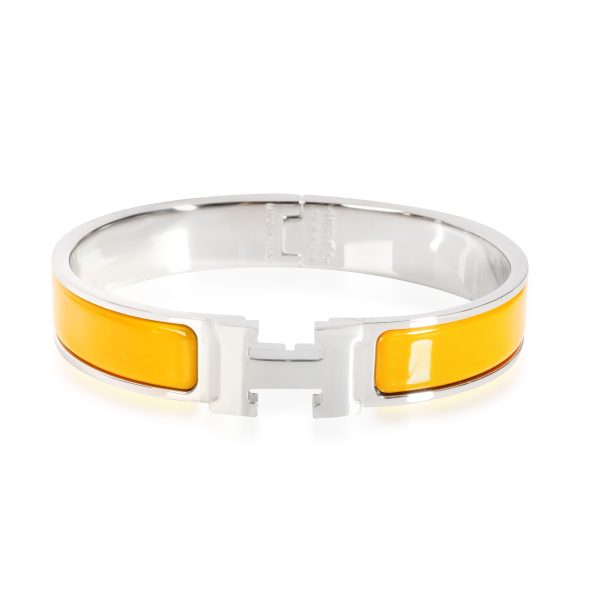 Hermes Clic H Jaune Madras Palladium Plated Bangle Size GM Hermes Clic H Jaune Madras Palladium Plated Bangle Size GM