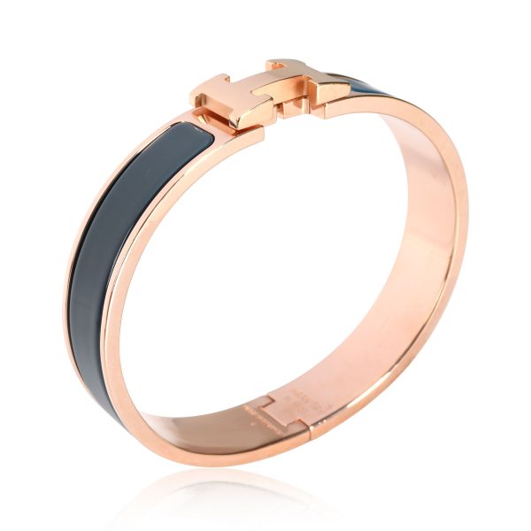 112201 av 7d40227f 5a71 4743 aaec b492988117c2 Hermès Clic H Ardoise Rose Gold Plated Bangle