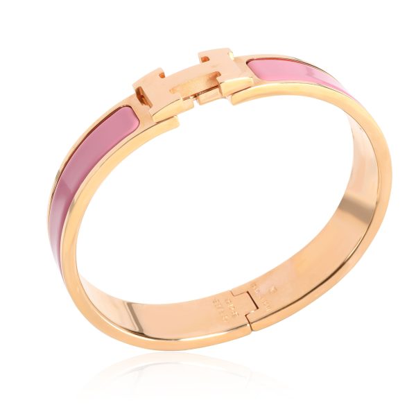 112206 pv Hermès Clic H Rose Flamingo Rose Gold Plated Bangle Size GM