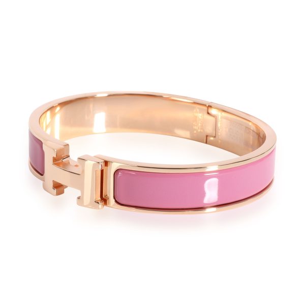 112207 sv 7049167e ba1c 4e7c bc71 88201f28eb13 Hermes Clic H Rose Velours Rose Gold Plated Bracelet Size GM